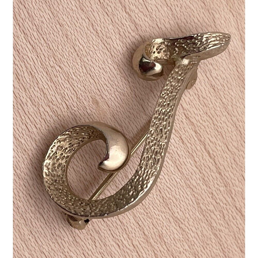 J Initial Gold Tone Vintage Brooch Signed Pell